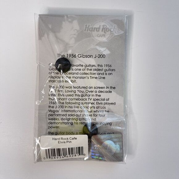 Hard Rock Cafe London Elvis Presley HOLLYWOOD Enamel Guitar Pin SEALED PACKAGE - Picture 3 of 6